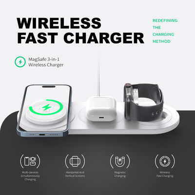 3 in 1 drahtloses Telefonladegerät 5W 7.5W 10W 15W zum Laden / 1 X C-Kabel