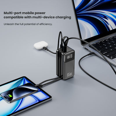 Portable Charger Power Bank 65W für Laptop, 4 Ausgänge USB C Reise Portable Charger mit eingebautem Kabel